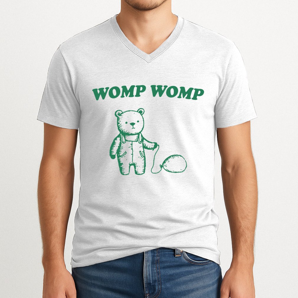 Womp Womp Funny Meme Bear V-Neck T-Shirt