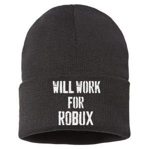 Will Work For Robux . Saying For The Blockchain And Token Sustainable Knit Beanie