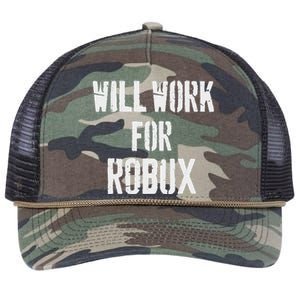 Will Work For Robux . Saying For The Blockchain And Token Retro Rope Trucker Hat Cap