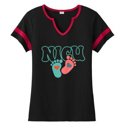 Will Work For Snuggles Nicu Nurse Ladies Halftime Notch Neck Tee