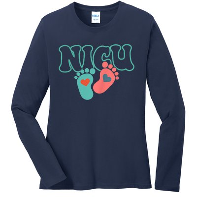 Will Work For Snuggles Nicu Nurse Ladies Long Sleeve Shirt