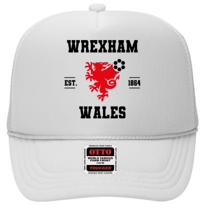 Wrexham Wales Football Gift High Crown Mesh Back Trucker Hat