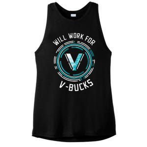 Will Work For Vbucks Battle Royale Gamer Ladies PosiCharge Tri-Blend Wicking Tank