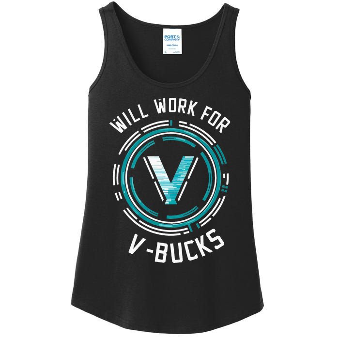 Will Work For Vbucks Battle Royale Gamer Ladies Essential Tank