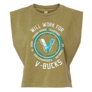 Will Work For Vbucks Battle Royale Gamer Garment-Dyed Women's Muscle Tee