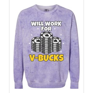 Will Work For Bucks V Gaming Gifts For Rpg Colorblast Crewneck Sweatshirt