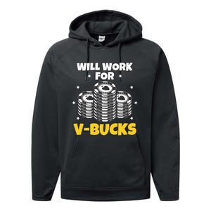 Will Work For Bucks V Gaming Gifts For Rpg Performance Fleece Hoodie