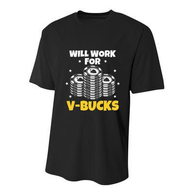 Will Work For Bucks V Gaming Gifts For Rpg Youth Performance Sprint T-Shirt