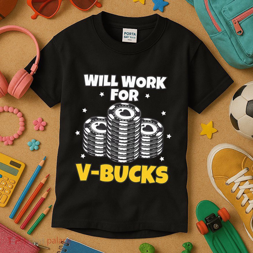 Will Work For Bucks V Gaming Gifts For Rpg Kids T-Shirt