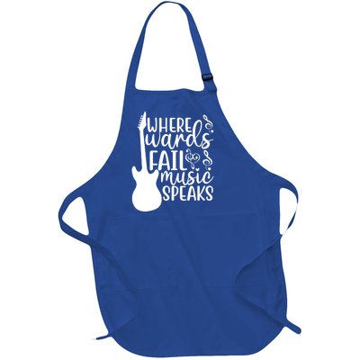 Where Words Fail Music Speaks Cool Gift Musical Music Notes Musician Gift Full-Length Apron With Pockets