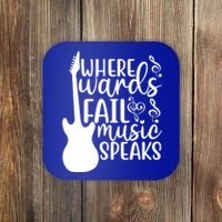 Where Words Fail Music Speaks Cool Gift Musical Music Notes Musician Gift Coaster