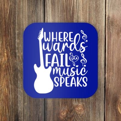 Where Words Fail Music Speaks Cool Gift Musical Music Notes Musician Gift Coaster