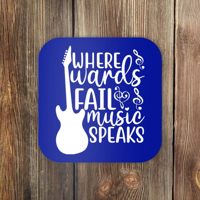 Where Words Fail Music Speaks Cool Gift Musical Music Notes Musician Gift Coaster