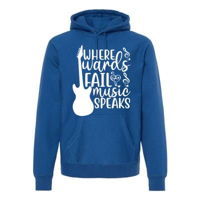 Where Words Fail Music Speaks Cool Gift Musical Music Notes Musician Gift Premium Hoodie