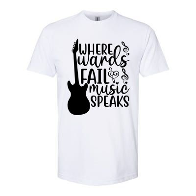 Where Words Fail Music Speaks Cool Gift Musical Music Notes Musician Gift Softstyle CVC T-Shirt