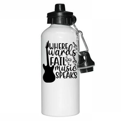 Where Words Fail Music Speaks Cool Gift Musical Music Notes Musician Gift Aluminum Water Bottle