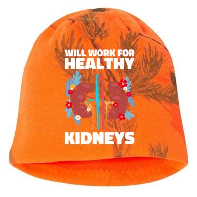 Will Work For Healthy Neys Nephrology Transplant Surgeon Cute Gift Kati - Camo Knit Beanie