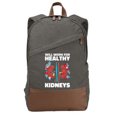 Will Work For Healthy Neys Nephrology Transplant Surgeon Cute Gift Cotton Canvas Backpack