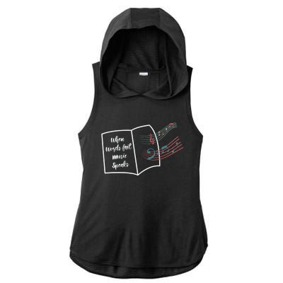 Where Words Fail Music Speaks Funny Gift Musical Music Notes Musician Gift Ladies PosiCharge Tri-Blend Wicking Draft Hoodie Tank