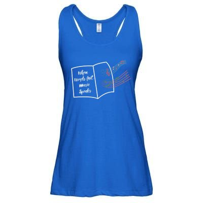 Where Words Fail Music Speaks Funny Gift Musical Music Notes Musician Gift Ladies Essential Flowy Tank