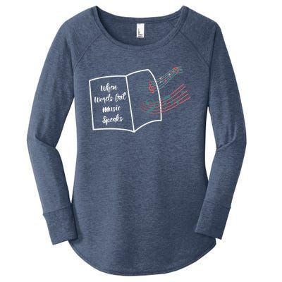 Where Words Fail Music Speaks Funny Gift Musical Music Notes Musician Gift Women's Perfect Tri Tunic Long Sleeve Shirt