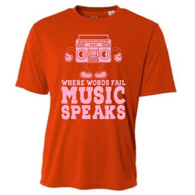 Where Words Fail Music Speaks Cute Gift Musical Music Notes Musician Gift Cooling Performance Crew T-Shirt