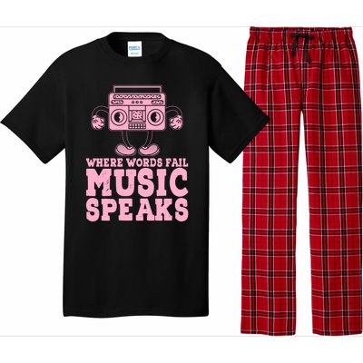 Where Words Fail Music Speaks Cute Gift Musical Music Notes Musician Gift Pajama Set