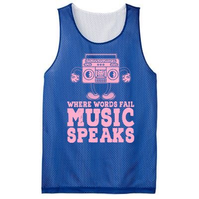 Where Words Fail Music Speaks Cute Gift Musical Music Notes Musician Gift Mesh Reversible Basketball Jersey Tank