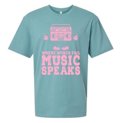 Where Words Fail Music Speaks Cute Gift Musical Music Notes Musician Gift Sueded Cloud Jersey T-Shirt