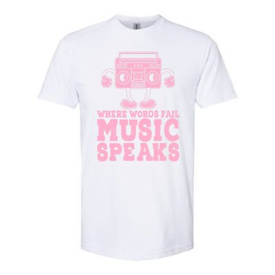 Where Words Fail Music Speaks Cute Gift Musical Music Notes Musician Gift Softstyle CVC T-Shirt