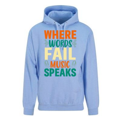 Where Words Fail Music Speaks Gift Musical Music Notes Musician Meaningful Gift Unisex Surf Hoodie