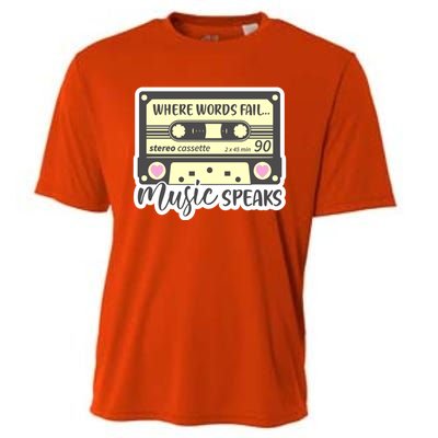 Where Words Fail Music Speaks Cool Gift Musical Music Notes Musician Gift Cooling Performance Crew T-Shirt