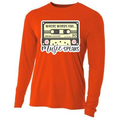 Where Words Fail Music Speaks Cool Gift Musical Music Notes Musician Gift Cooling Performance Long Sleeve Crew