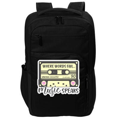 Where Words Fail Music Speaks Cool Gift Musical Music Notes Musician Gift Impact Tech Backpack