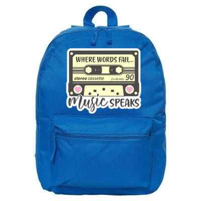 Where Words Fail Music Speaks Cool Gift Musical Music Notes Musician Gift 16 in Basic Backpack