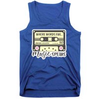 Where Words Fail Music Speaks Cool Gift Musical Music Notes Musician Gift Tank Top