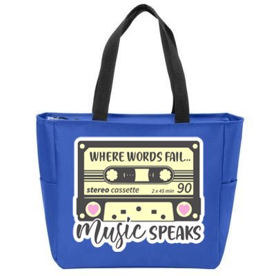 Where Words Fail Music Speaks Cool Gift Musical Music Notes Musician Gift Zip Tote Bag