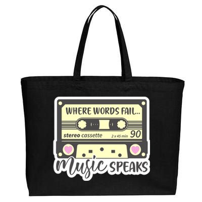 Where Words Fail Music Speaks Cool Gift Musical Music Notes Musician Gift Cotton Canvas Jumbo Tote