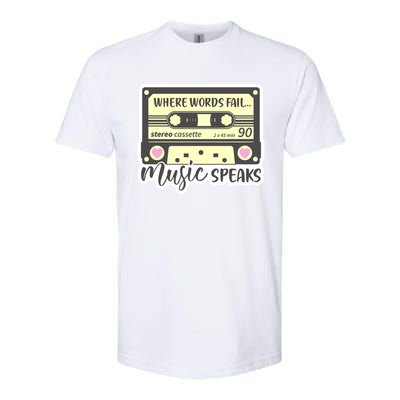 Where Words Fail Music Speaks Cool Gift Musical Music Notes Musician Gift Softstyle CVC T-Shirt