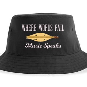 Where Words Fail Music Speaks Appalachian Dulcimer Sustainable Bucket Hat