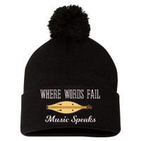 Where Words Fail Music Speaks Appalachian Dulcimer Pom Pom 12in Knit Beanie