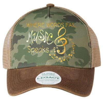 Where Words Fail Music Speaks Musical Music Notes Legacy Tie Dye Trucker Hat