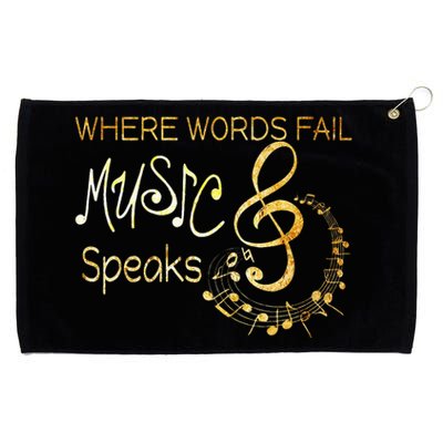 Where Words Fail Music Speaks Musical Music Notes Grommeted Golf Towel