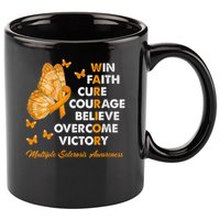 Warrior Win Faith Cure Ribbon Multiple Sclerosis Awareness 11oz C Handle Ceramic Mug