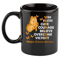 Warrior Win Faith Cure Ribbon Multiple Sclerosis Awareness 11oz C Handle Ceramic Mug