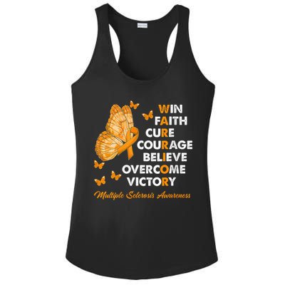 Warrior Win Faith Cure Ribbon Multiple Sclerosis Awareness Ladies PosiCharge Competitor Racerback Tank