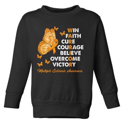 Warrior Win Faith Cure Ribbon Multiple Sclerosis Awareness Toddler Sweatshirt
