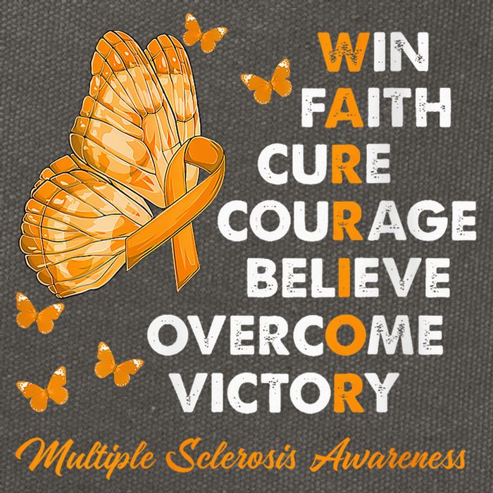 Warrior Win Faith Cure Ribbon Multiple Sclerosis Awareness Cotton Canvas Backpack