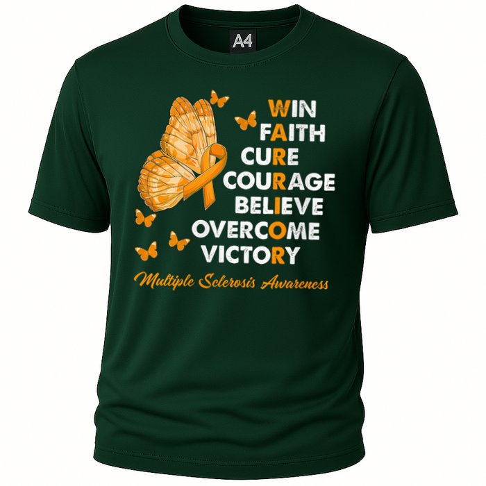 Warrior Win Faith Cure Ribbon Multiple Sclerosis Awareness Cooling Performance Crew T-Shirt