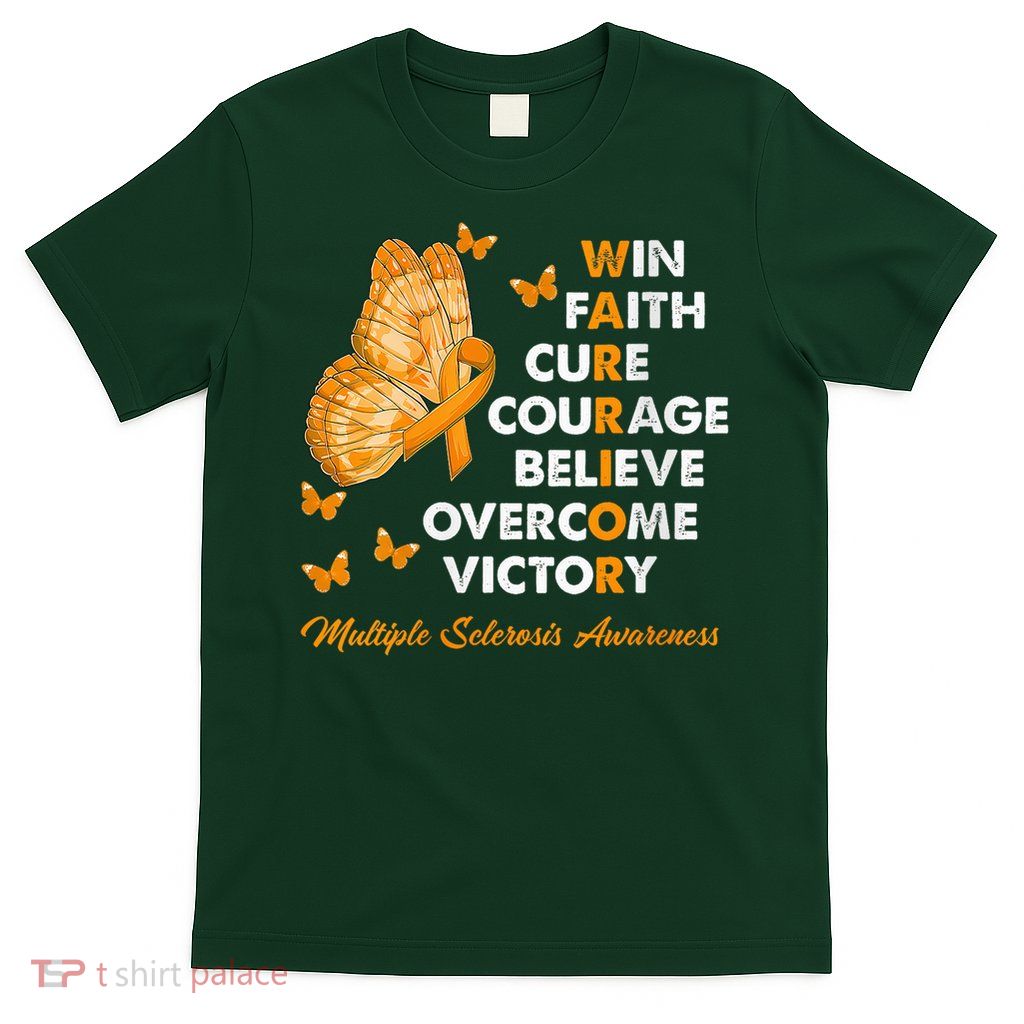 Warrior Win Faith Cure Ribbon Multiple Sclerosis Awareness T-Shirt